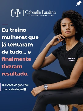 Gabby sentada, com a mão no rosto: “Eu treino mulheres que já tentaram de tudo… e finalmente tiveram resultado”